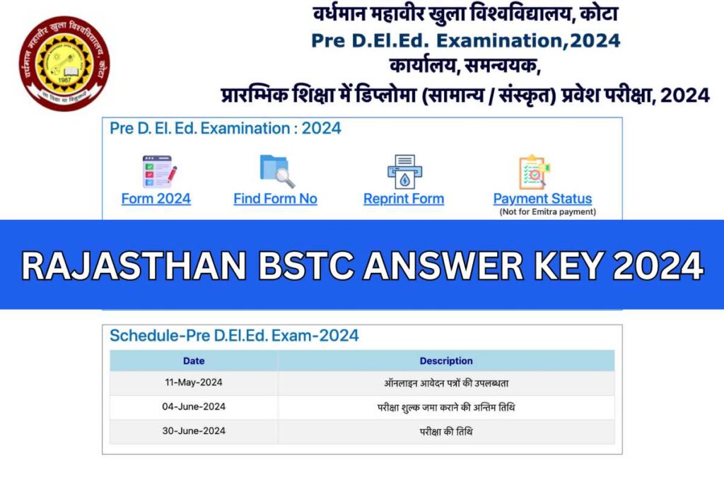 Rajasthan BSTC Answer Key 2024